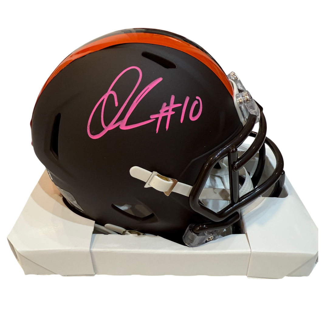 Quinshon Judkins Signed Autographed Cleveland Browns Alpha Dawg Mini Helmet LIMITED EDITION #’d to only 3 SIGNED IN PINK PAINT PEN includes COA