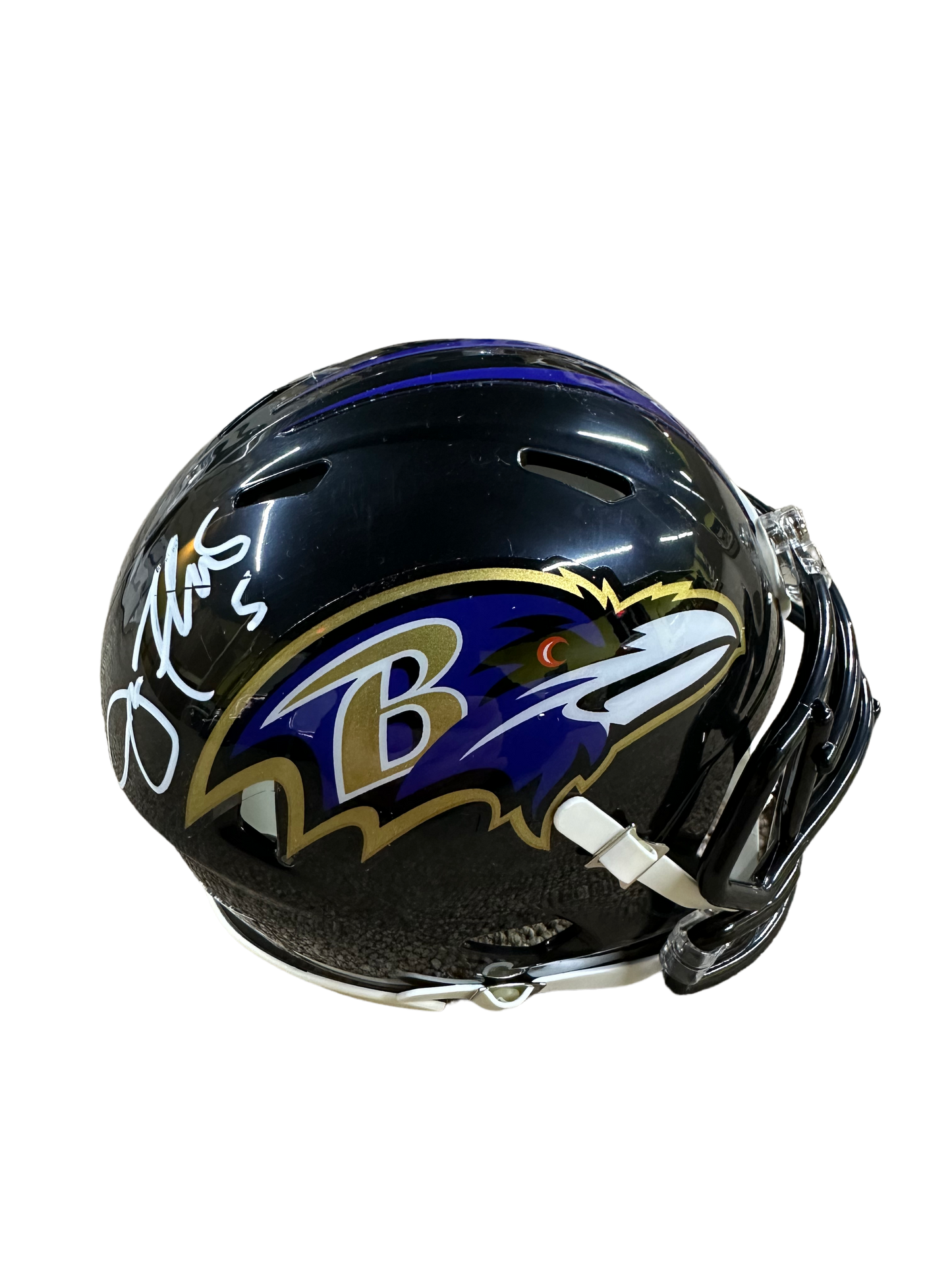 Baltimore Ravens Joe Flacco Hand Signed Autographed Black Mini Helmet with JSA COA