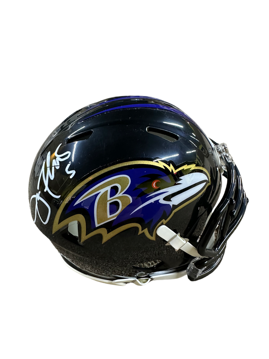 Baltimore Ravens Joe Flacco Hand Signed Autographed Black Mini Helmet with JSA COA