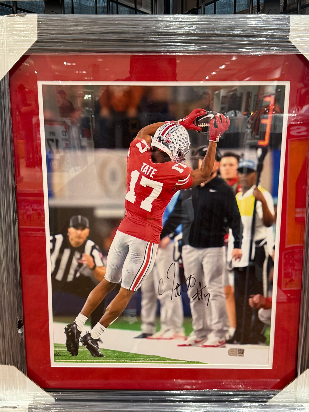 The Ohio State Buckeyes Carnell Tate Signed Autographed 16x20 Photo Custom Framed Swau COA