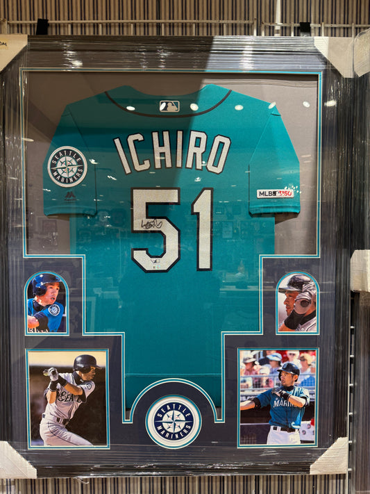 Seattle Mariners Ichiro Suzuki Signed Autographed Authentic Jersey Custom Framed Fanatics COA