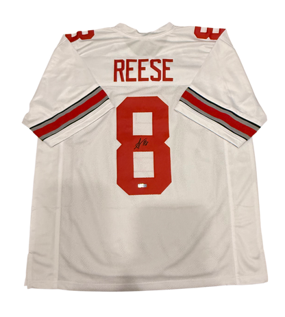 Arvell Reese Signed Autographed Ohio State Buckeyes White Custom Jersey Prime Time Witness COA