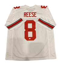 Load image into Gallery viewer, Arvell Reese Signed Autographed Ohio State Buckeyes White Custom Jersey Prime Time Witness COA