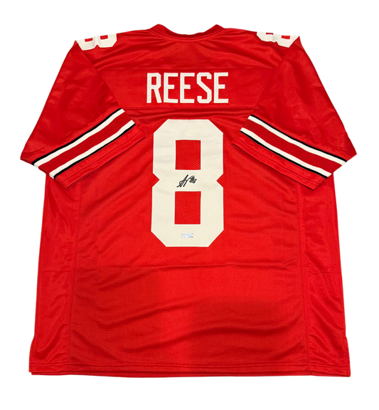 Arvell Reese Signed Autographed Ohio State Buckeyes Red Custom Jersey Prime Time Witness COA