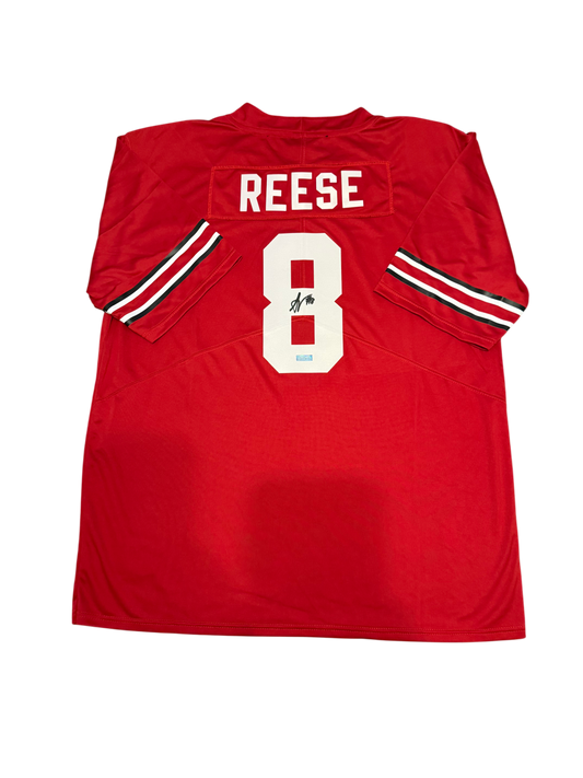 Arvell Reese Signed Autographed Ohio State Buckeyes Red Jersey Prime Time Witness COA