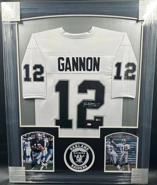 Oakland Raiders Rich Gannon Hand Signed Autographed White Jersey Framed & Matted with JSA COA