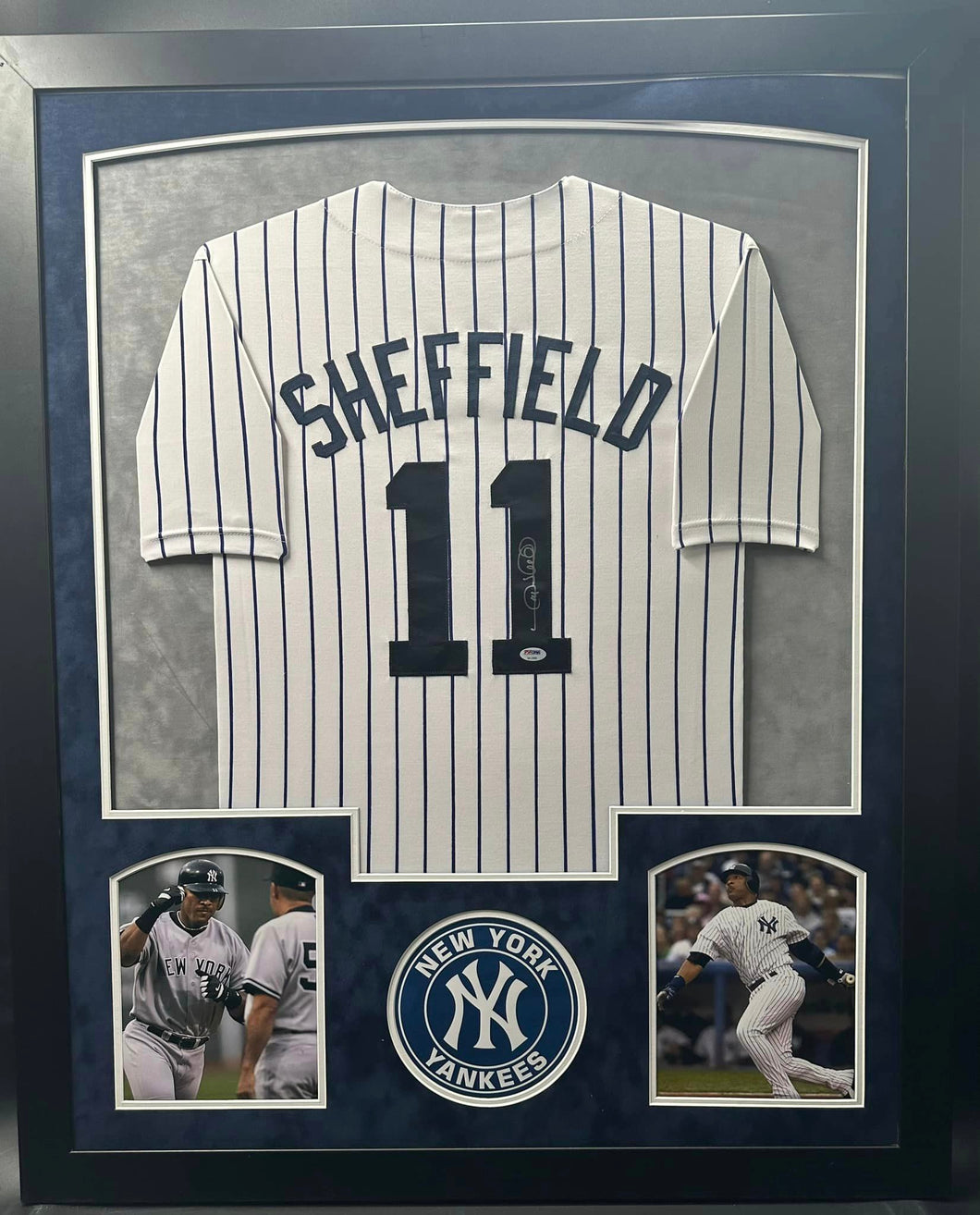 New York Yankees Gary Sheffield Signed Jersey Framed & Suede Matted with PSA COA