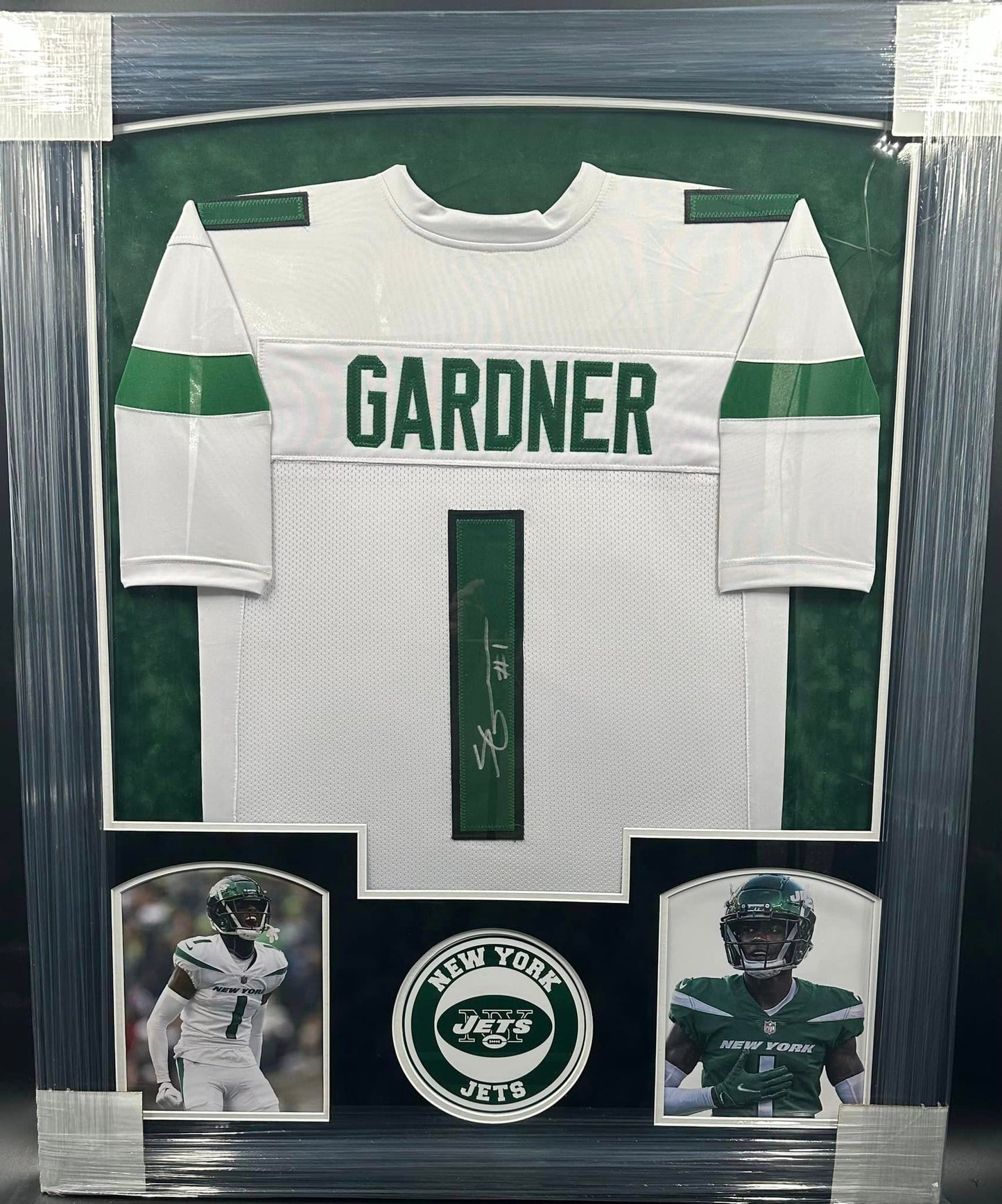 New York Jets Ahmad "Sauce" Gardner Hand Signed Autographed Custom White Jersey Framed & Suede Matted