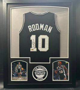 San Antonio Spurs Dennis Rodman Signed Jersey Framed & Matted with JSA COA