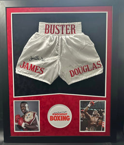 American Boxer James "Buster" Douglas Signed Boxing Trunks Framed & Suede Matted with JSA COA