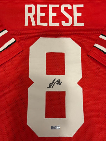 Arvell Reese Signed Autographed Ohio State Buckeyes Red Custom Jersey Prime Time Witness COA