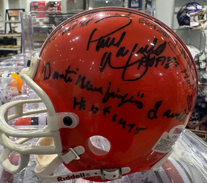 Cleveland Browns Multi Team Signed by Cleveland Browns Legends Hand Signed Autographed Mini Helmet Full Letter Authentication