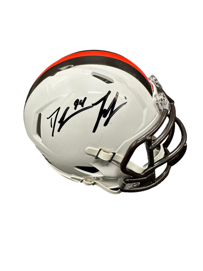Cleveland Browns Dalvin Tomlinson Hand Signed Autographed White Alternate Mini Helmet with JSA COA