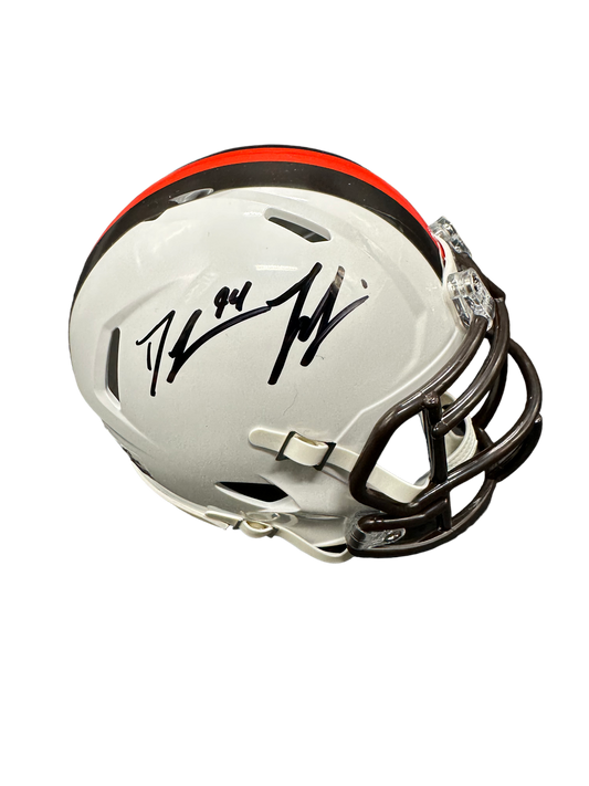 Cleveland Browns Dalvin Tomlinson Hand Signed Autographed White Alternate Mini Helmet with JSA COA