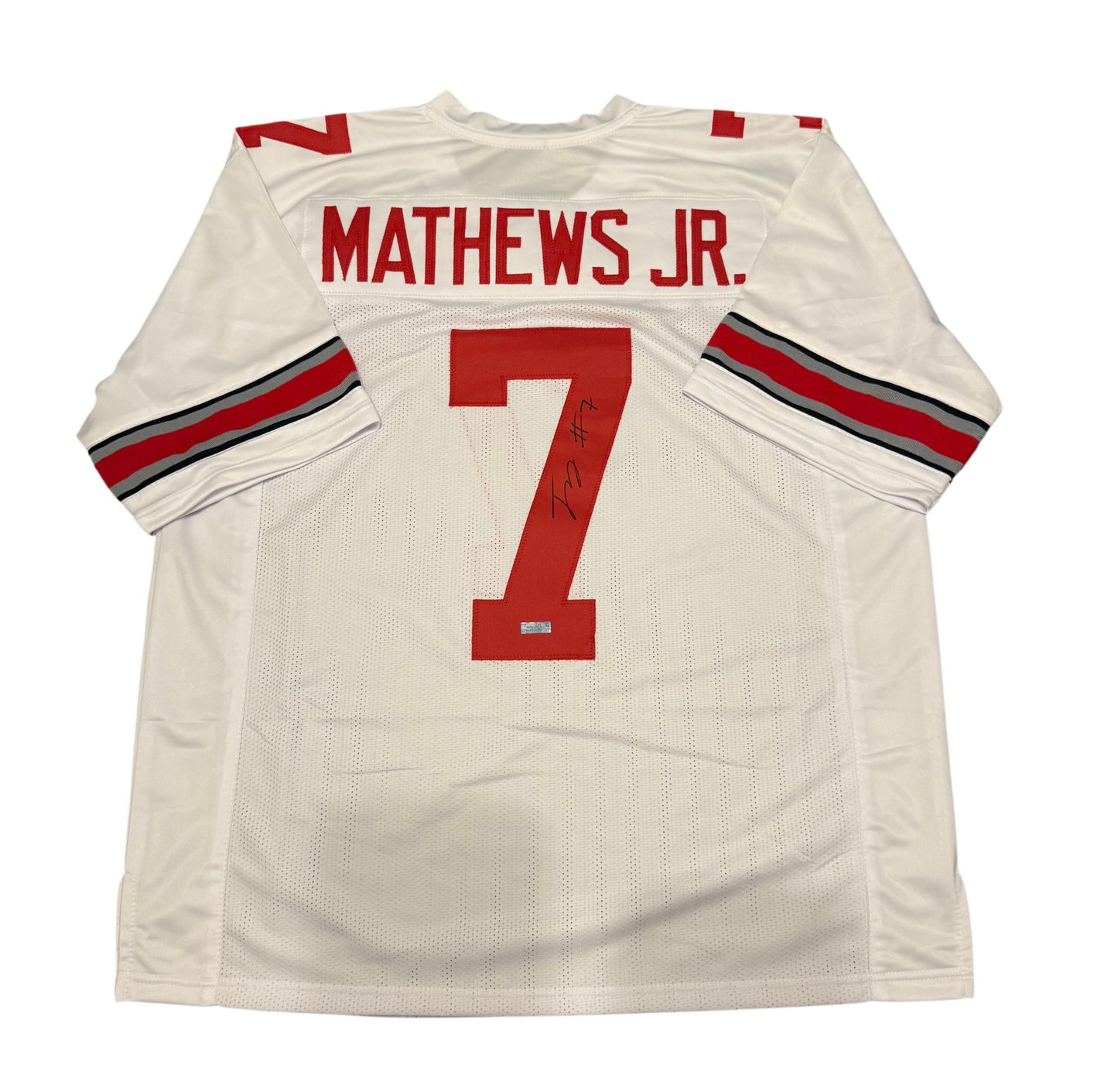 Jermaine Mathews Jr. Signed Autographed Ohio State Buckeyes White Custom Jersey Primetime Witness COA