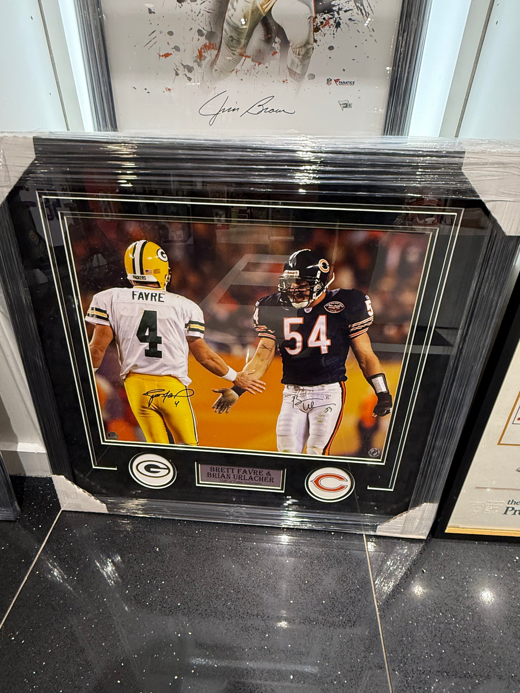Brett Farve Brian Urlacher Signed Autographed 16x20 Photo Custom Framed JSA COA