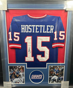 New York Giants Jeff Hostetler Signed Jersey Framed & Matted with JSA COA