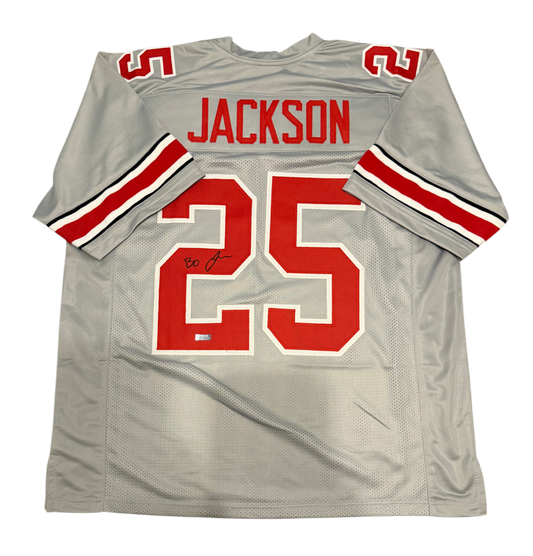 Bo Jackson Signed Autographed Ohio State Gray Custom Jersey Prime Time Witness COA