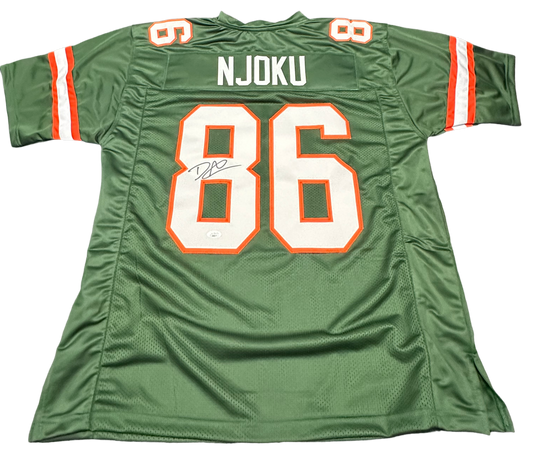 Miami Hurricanes David Njoku Hand Signed Autographed Custom Jersey JSA COA