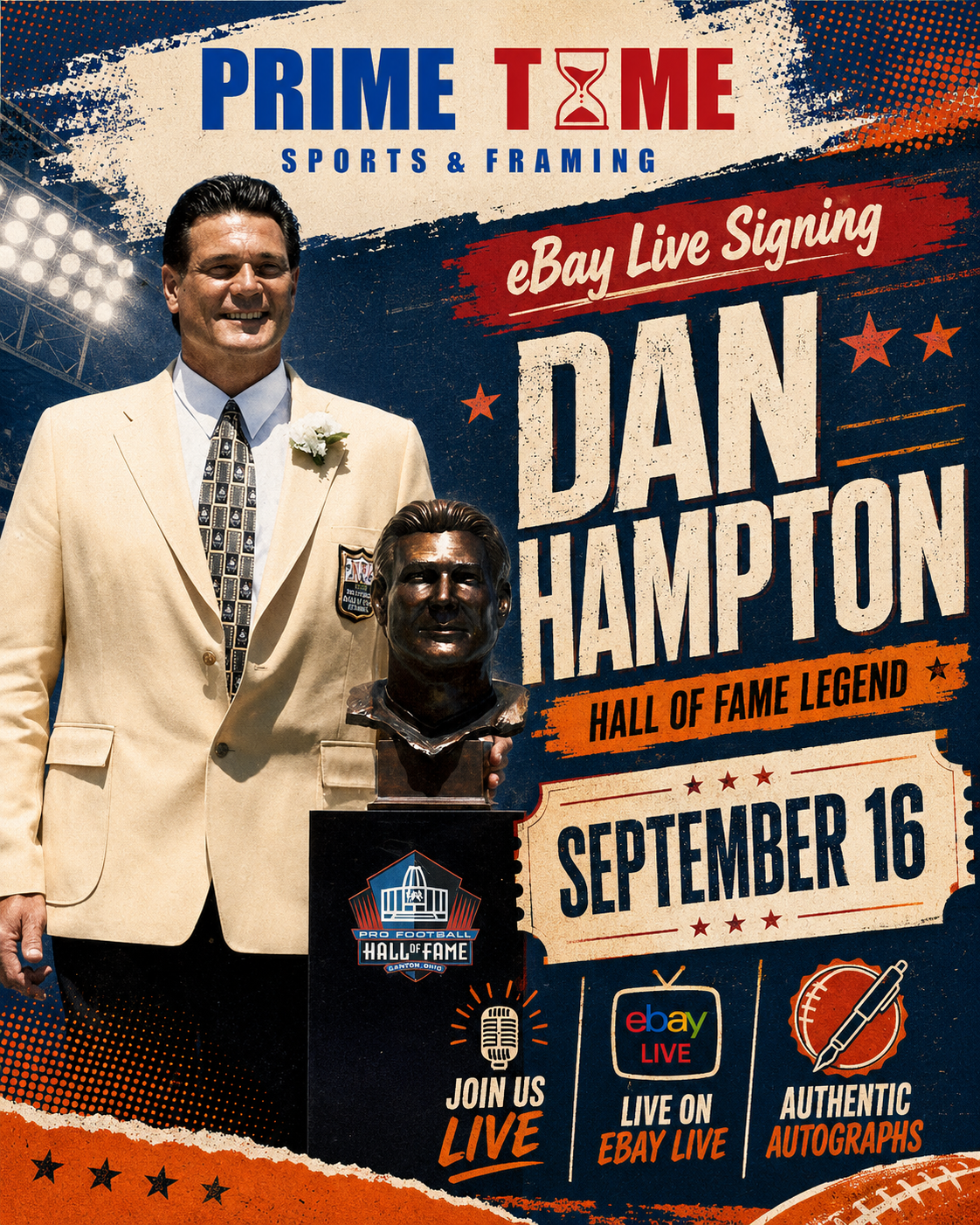 Dan Hampton Mail-in Ticket for Private Signing on 1 Item YOU WILL NOT MEET Dan Hampton