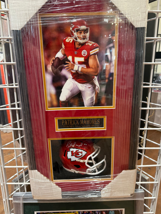 Kansas City Chiefs Patrick Mahomes Signed Autographed Mini Helmet Custom Framed JSA COA