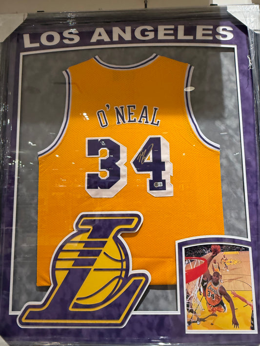 Los Angeles Lakers Shaquille O’Neil Signed Autographed Jersey Custom Framed COA