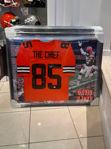 Cleveland Browns David Njoku Hand Signed Autographed Jersey Custom Framed JSA COA