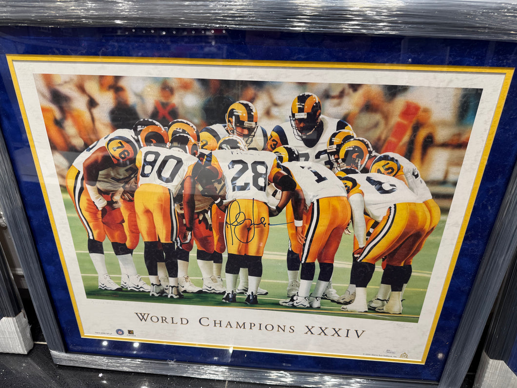 St Louis Rams Marshal Faulk Signed Autographed 16x20 Photo Custom Framed JSA COA