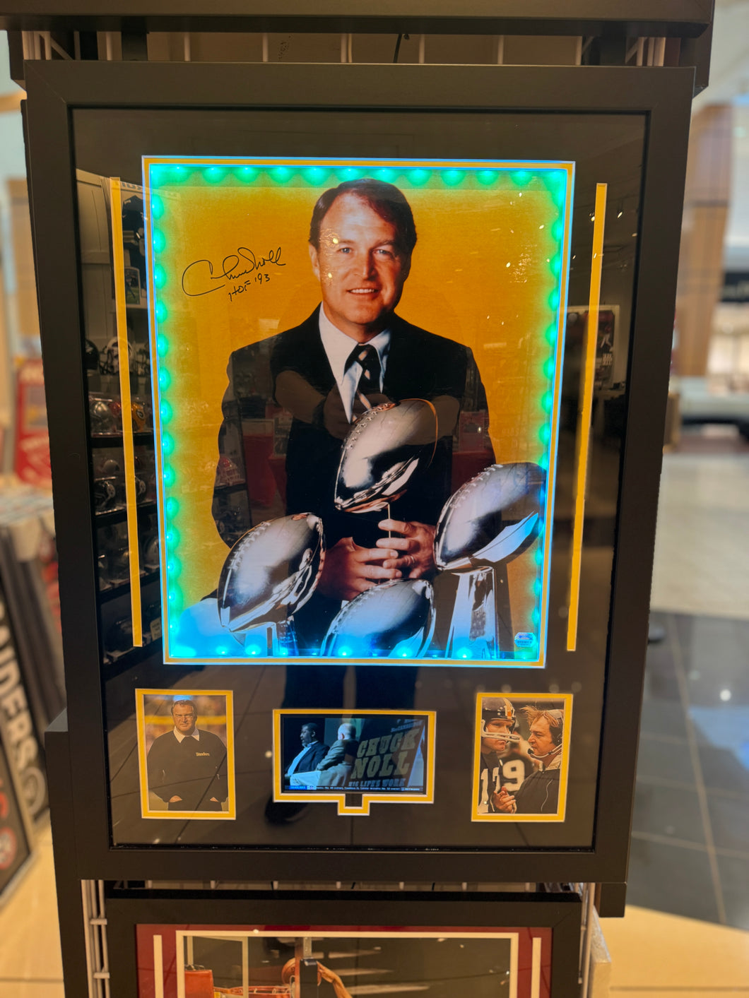 Pittsburgh Steelers Chuck Noll Hand Signed Autographed 16x20 custom framed PSA COA
