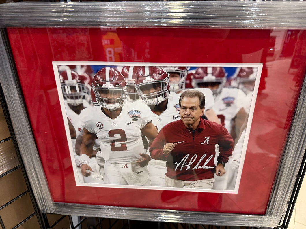 Alabama Crimson Tide Nick Saban Signed Autographed 8x10 Photo Custom Framed JSA COA