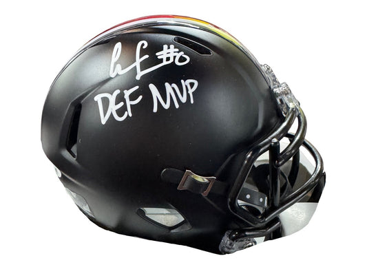 The Ohio State University Buckeyes Cody Simon Hand Signed Autographed Black Alt Mini Helmet Signed in White with DEF. MVP Inscription includes COA