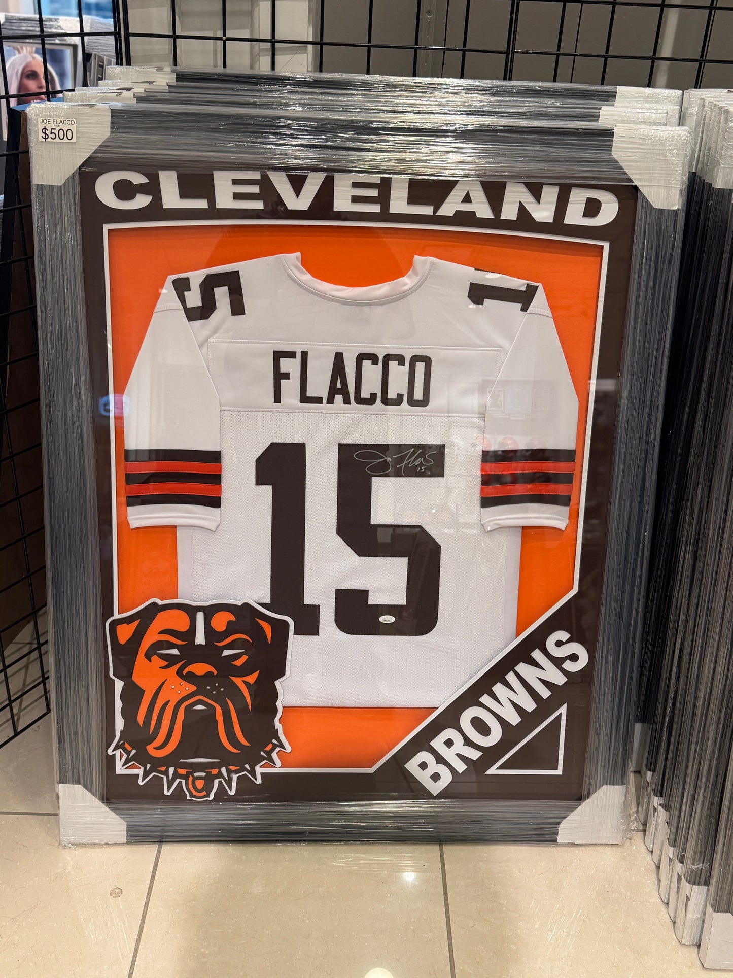 Cleveland Browns Joe Flacco Hand Signed Autographed Jersey Custom Framed JSA COA