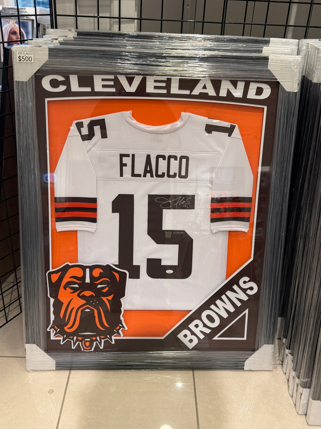 Cleveland Browns Joe Flacco Hand Signed Autographed Jersey Custom Framed JSA COA