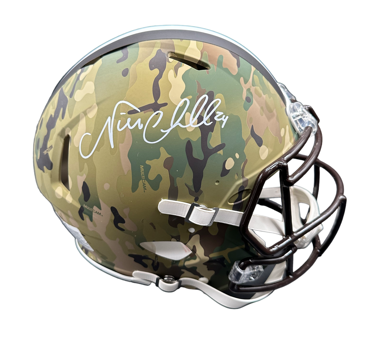 Cleveland Browns Nick Chubb Hand Signed Autographed Full Size Authentic CAMO Helmet Beckett COA