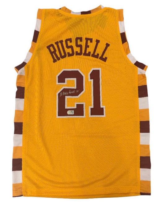 Cleveland Cavaliers Campy Russell Hand Signed Autographed Custom Yellow Jersey with Swau COA