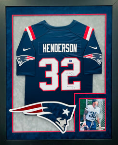 New England Patriots TreVeyon Henderson Hand Signed Autographed Authentic Nike Jersey With Scripture Inscription Custom Framed PROVA Coa