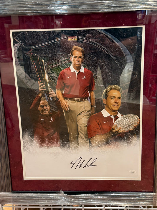 Alabama Crimson Tide Nick Saban Signed Autographed 16x20 Photo Custom Framed JSA COA