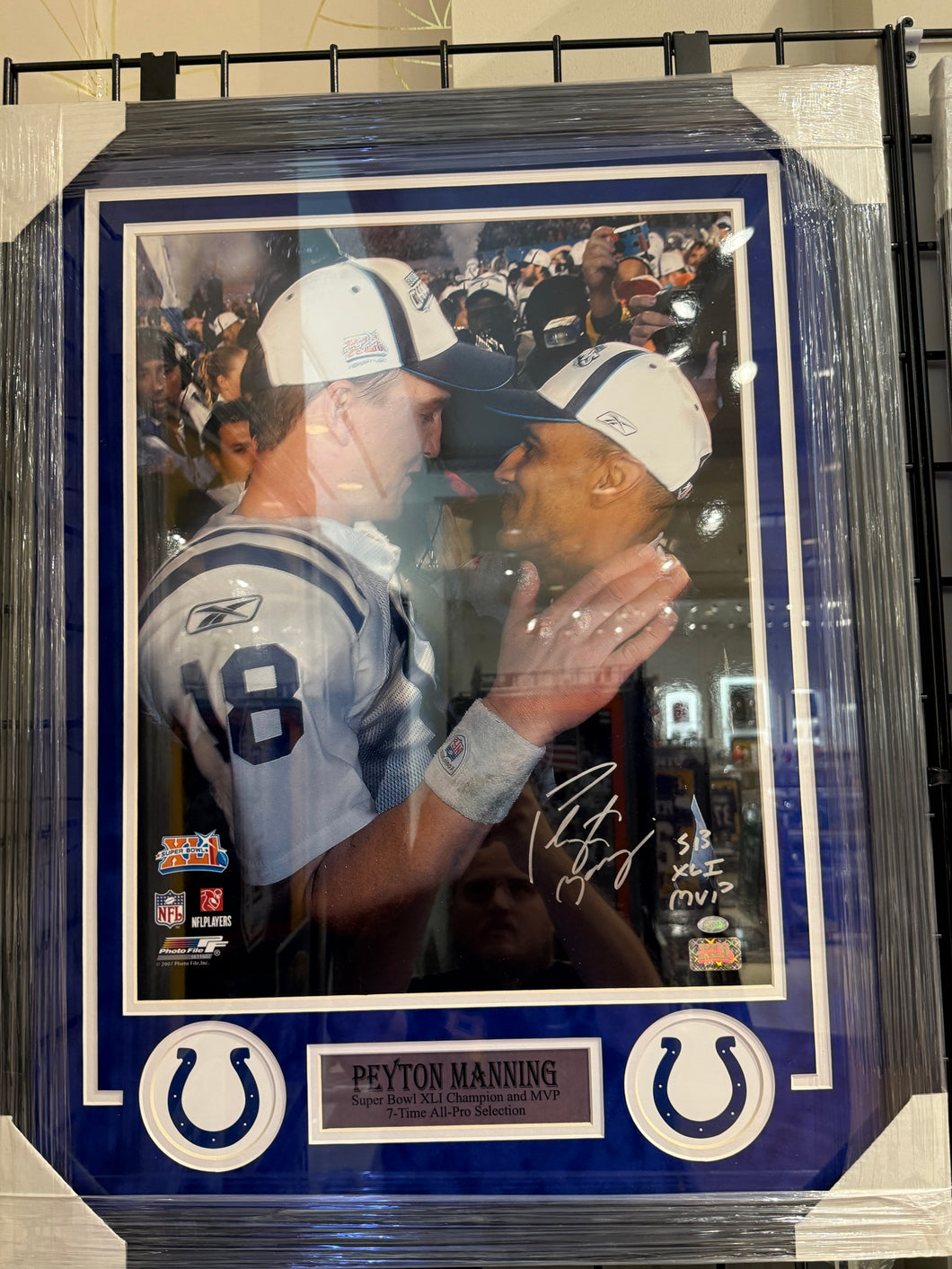 Indianapolis Colts Peyton Manning Signed Autographed 16x20 Photo Custom Framed Mounted Memories COA