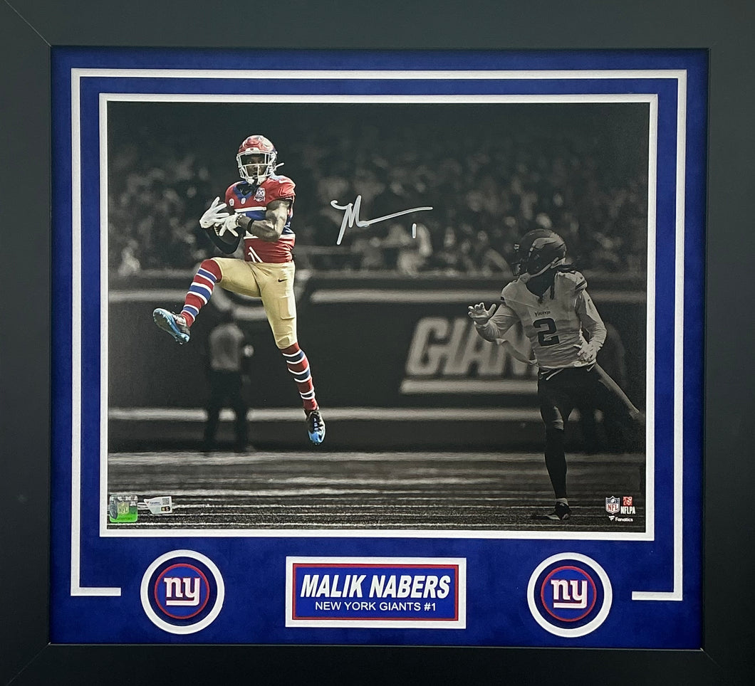 Malik Nabers Signed Autographed New York Giants 16x20 Photo Custom Framed Fanatics COA