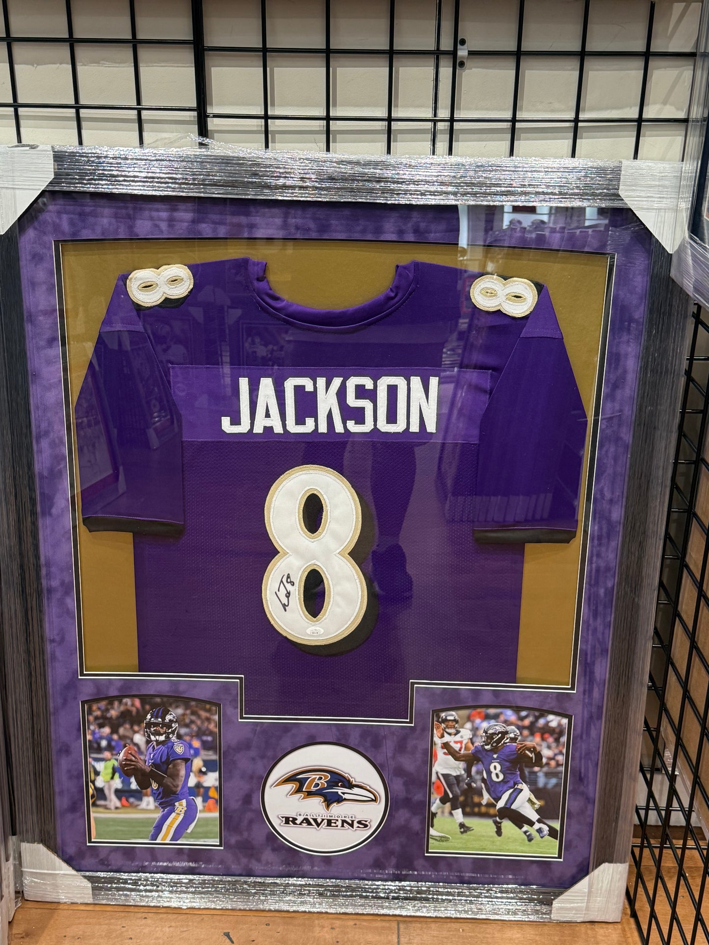 Baltimore Ravens Lamar Jackson Hand Signed Autographed Custom Purple Jersey Framed with Suede Matting Includes JSA COA