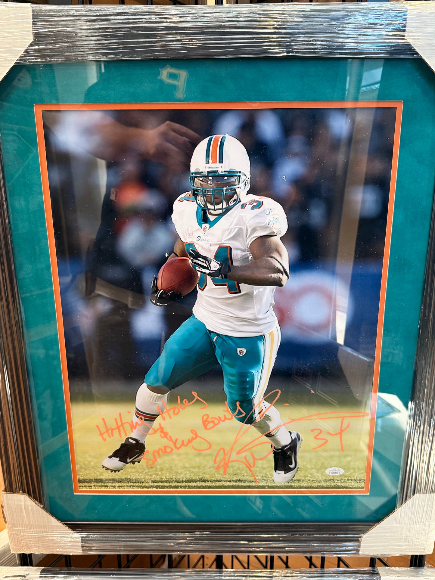 Miami Dolphins Rickey Williams Signed Autographed 16x20 Photo Custom Framed JSA COA