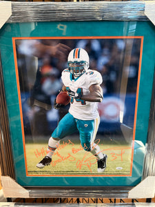 Miami Dolphins Rickey Williams Signed Autographed 16x20 Photo Custom Framed JSA COA