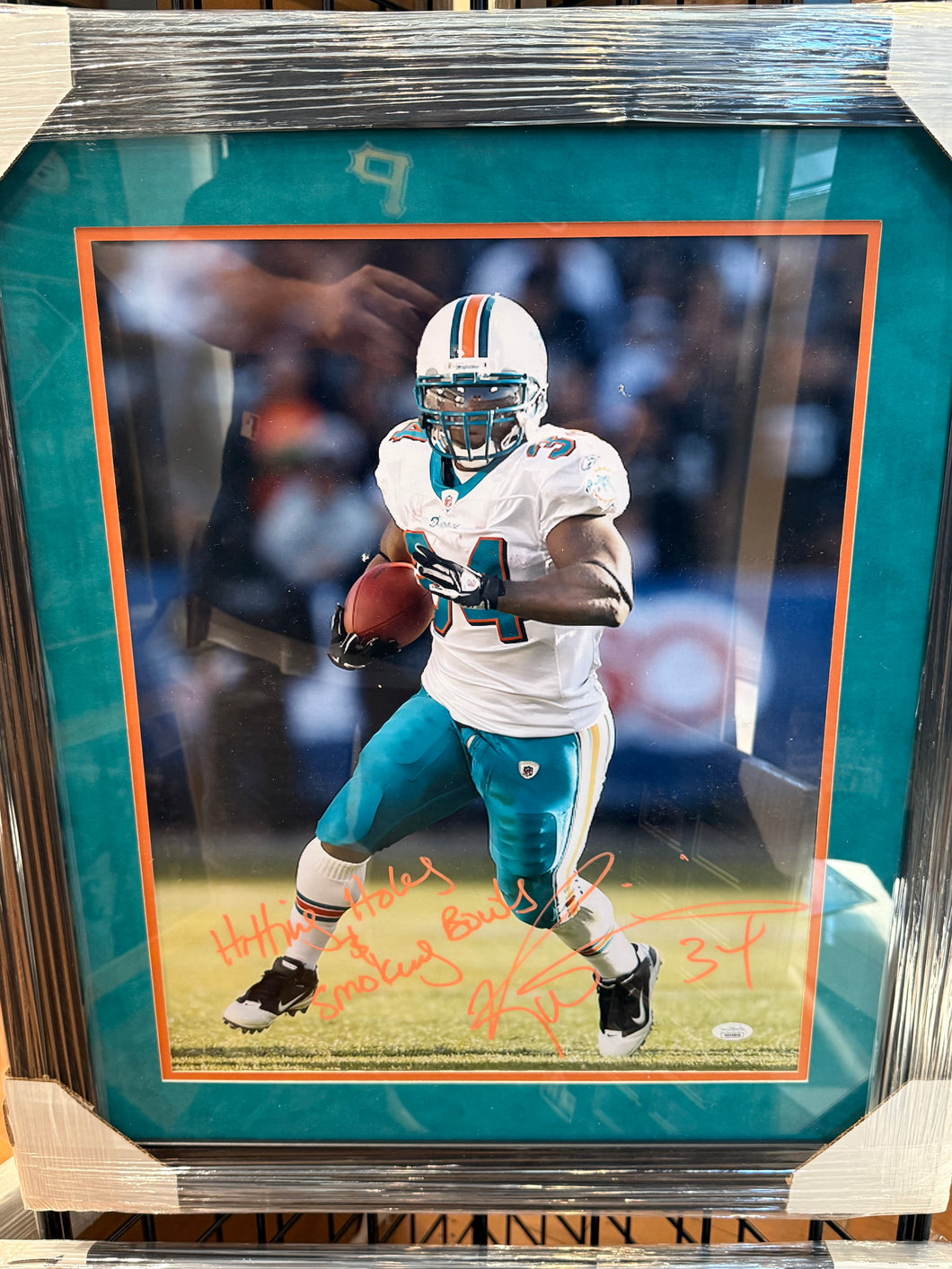 Miami Dolphins Rickey Williams Signed Autographed 16x20 Photo Custom Framed JSA COA