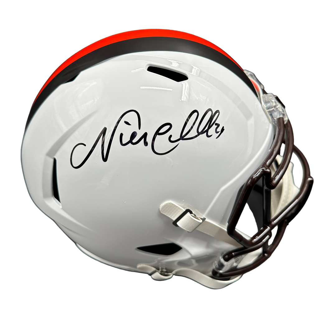 Cleveland Browns Nick Chubb Hand Signed Autographed Full Size Replica 2023 ON FIELD ALTERNATE STYLE SPEED Helmet Beckett COA