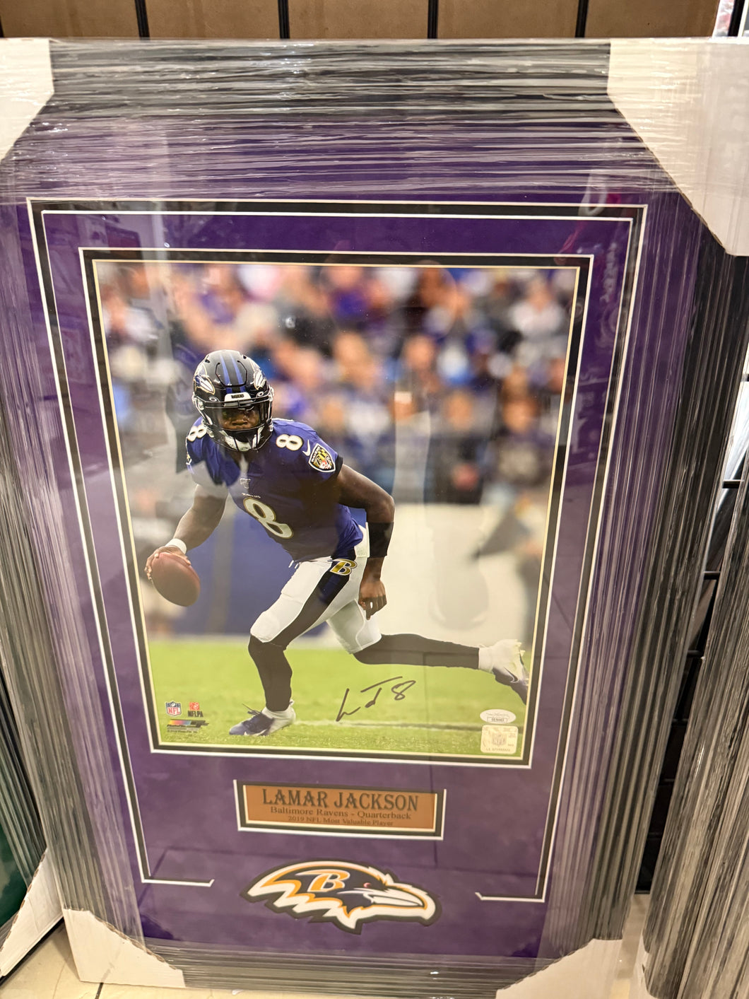 Baltimore Ravens Lamar Jackson Hand Signed Autographed 11x14 Photo Framed with Suede Matting Includes JSA COA