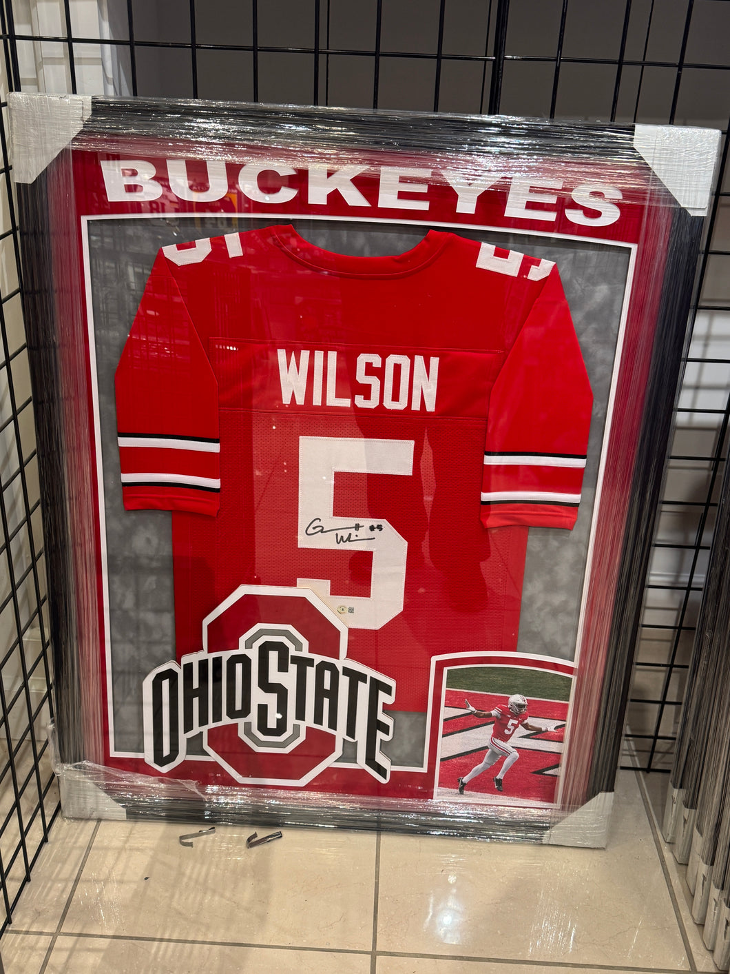 Ohio State Buckeyes Garrett Wilson Hand Signed Autographed Jersey Custom Framed BAS COA