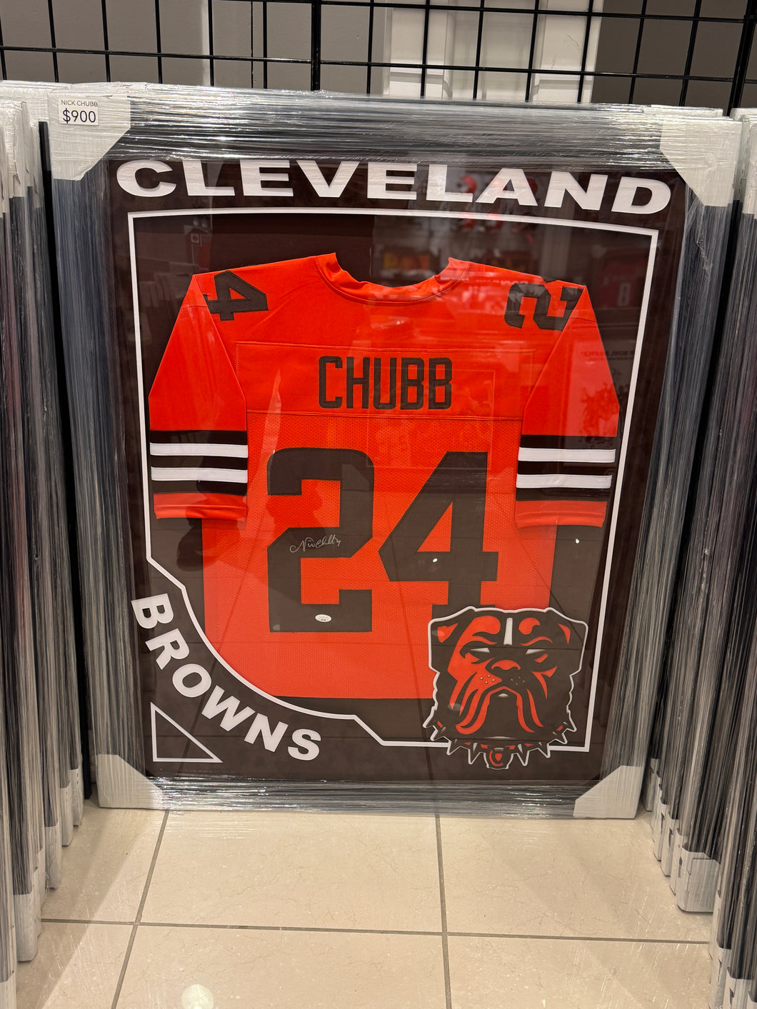 Cleveland Browns Nick Chubb Hand Signed Autographed Jersey Custom Framed JSA COA