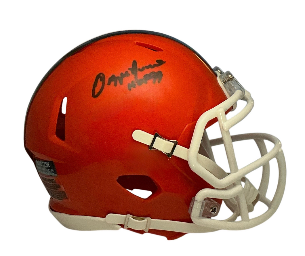 Ozzie Newsome Signed Autographed Cleveland Browns Orange Mini Helmet Signed in Black with HOF99 Inscription includes COA