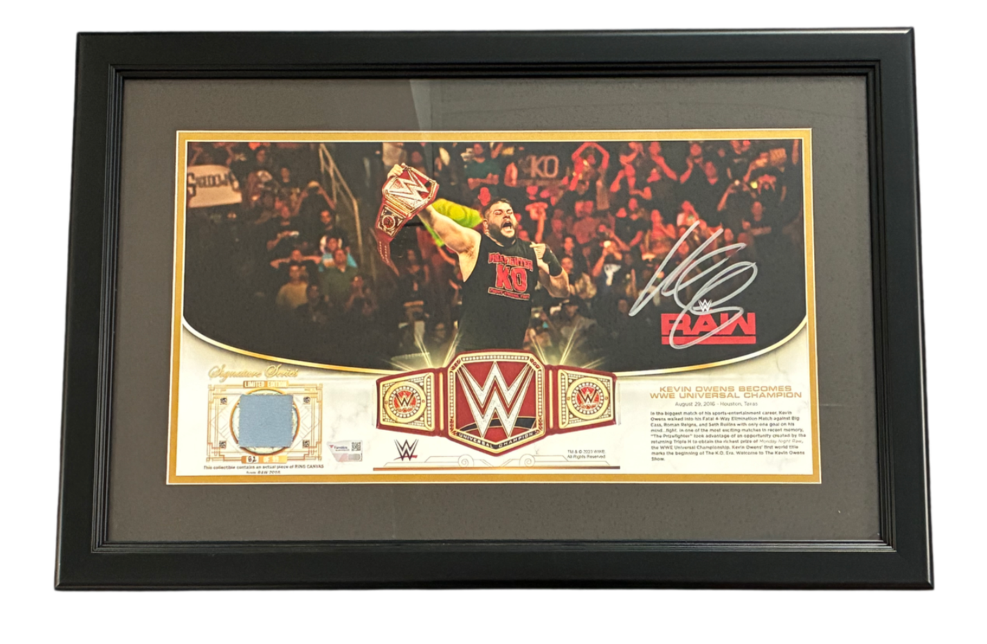 Kevin Owens Signed Autographed WWE 10x18 Golden Moments 82 of 99 Fanatics