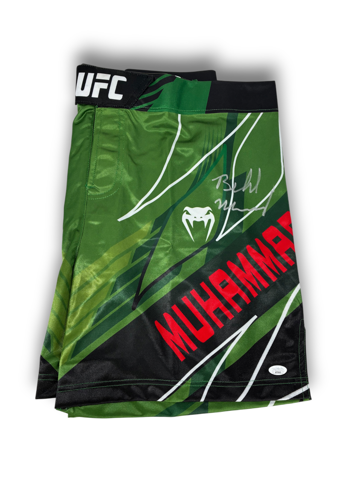 Belal Muhammad Signed Autographed Custom Green MMA Fight Trunks JSA COA